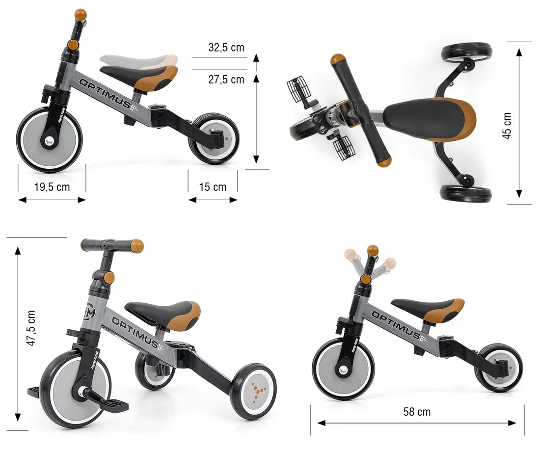 rowerek-3w1-optimus-grey-stan-nowy