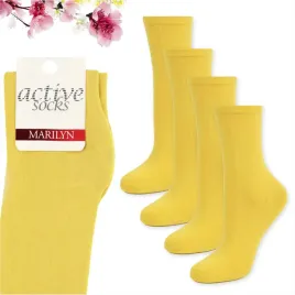 skarpetki-damskie-bawelniane-gladkie-zolty-polskie-active-forte-58-marilyn