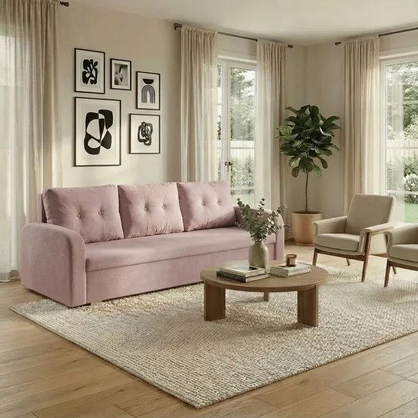 Sofa kanapa 3 os z funkcją spania BERLIN różowy