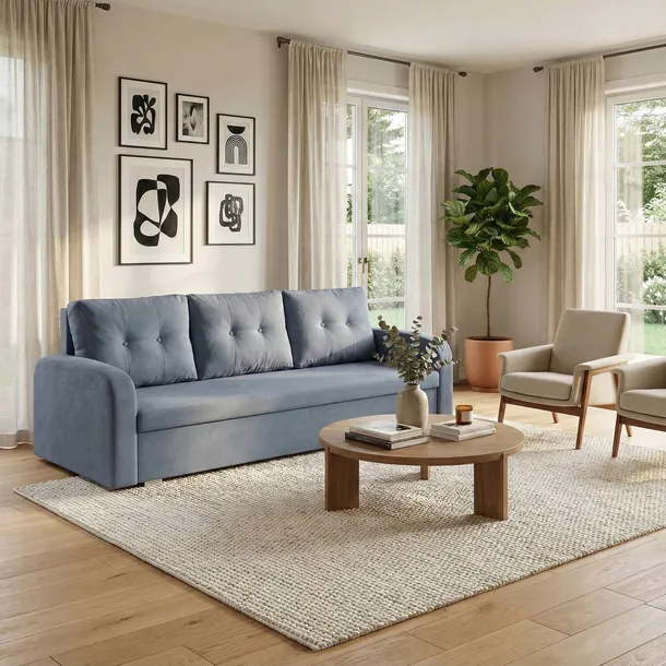 Sofa kanapa 3 os z funkcją spania BERLIN granatowy