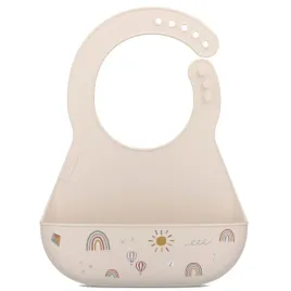 mepal-sliniak-silikonowy-z-kieszonka-mio-sunshine-and-rainbow-bezowy