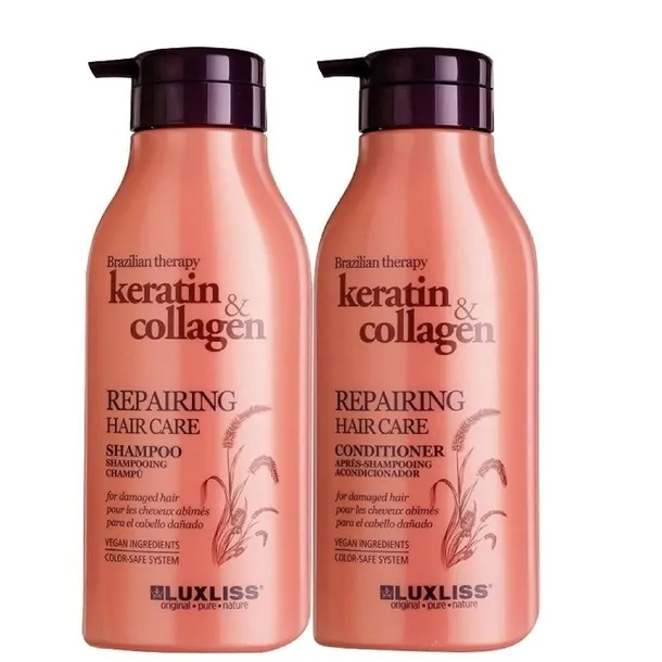 LUXLISS KERATIN Szampon naprawczy do włosów 500 ml + odżywka 500 ml