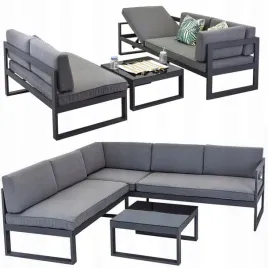 Zdjęcie produktu ZESTAW MEBLI OGRODOWYCH narożnik sofa stolik komplet NA OGRÓD TARAS leżanka