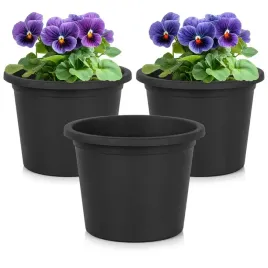 Zdjęcie produktu Doniczka ogrodowa plastikowa czarna okrągła 14,5 cm 3 szt., Vilde, 339511.8