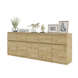 zestaw-dwoch-komod-120-80-dab-wotan-5-szuflad-5-drzwi-5-polek-200-cm