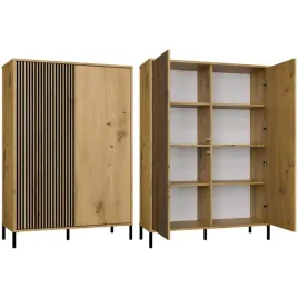 witryna-kamaro-2dd-slim-gladki-dab-artisan-lamele-front-ryflowany-klasycz