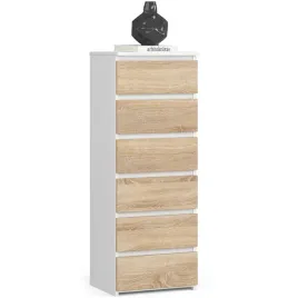 komoda-cl6-pk-biala-dab-sonoma-akord-furniture-factory-kommcl6weisssonp