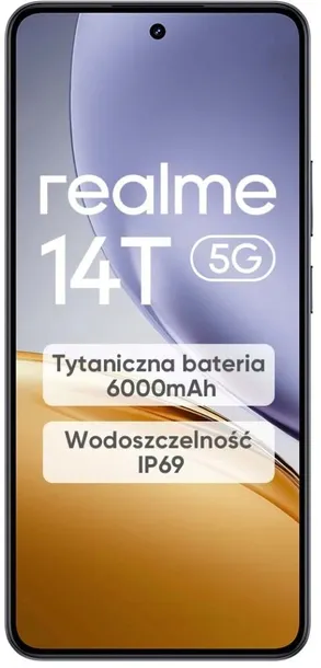 Smartfon realme 14T 5G 8/256GB Dual SIM NFC Amoled Czarny Obsidian Black