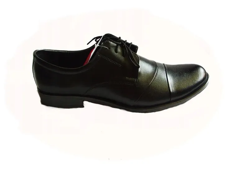 Skórzane BUTY MESKIE CZARNE szerokie tęgość H nr 46