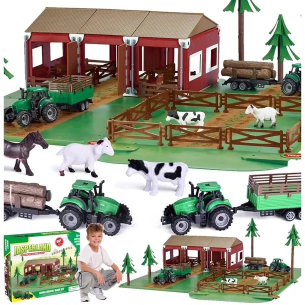 Zestaw Farma Zagroda 102el Zwierzęta Traktor Przyczepa Prezent dla Dziecka