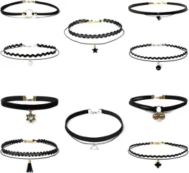 naszyjnik-choker-czarny-na-szyje-zestaw-10szt