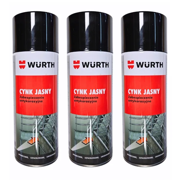 WURTH CYNK W SPRAYU JASNY OCYNK 400ML 3 SZTUKI ZESTAW