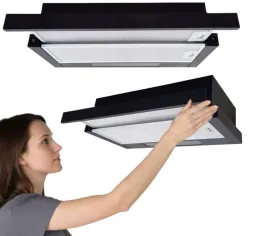 Zdjęcie produktu Okap kuchenny teleskopowy Marin 60 cm czarny podszafkowy wyciąg pochłaniacz