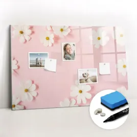 magnesy-tablica-magnetyczna-gratis-do-biura-do-nauki-kwiaty-stokrotki-90x60