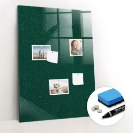 tablica-magnetyczna-do-biura-magnesy-edukacyjna-wzor-lisci-linie-70x100-cm