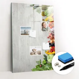 tablica-magnetyczna-suchoscieralna-gabka-i-magnesy-warzywa-na-drewnie-60x90