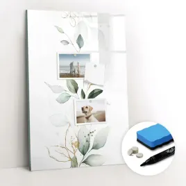szklana-tablica-magnetyczna-gratisy-ozdobna-ped-roslin-listki-40x60-cm