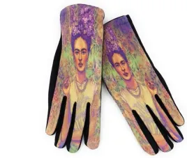 rekawiczki-damskie-zimowe-cieple-artystyczne-portret-kwiaty-ocieplane-frida