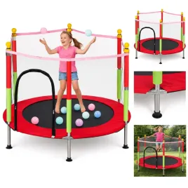 trampolina-do-domu-ogrodu-dla-dzieci-siatka-pilki-140cm-55inch-czerwona