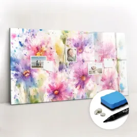 tablica-magnetyczna-do-domu-marker-suchoscieralna-kwiaty-malowane-120x60-cm