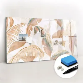 tablica-magnetyczna-do-domu-magnesy-edukacyjna-wzor-lisci-natura-120x60-cm