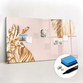 magnesy-tablica-magnetyczna-szklana-gratisy-zolte-liscie-tropikalne-120x60