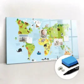 pisaki-tablica-magnetyczna-gratisy-mapa-swiata-ze-zwierzetami-120x60-cm