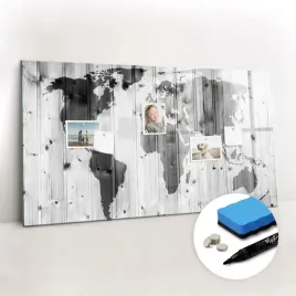 tablica-magnetyczna-szklana-gabka-i-pisak-mapa-swiata-na-drewnie-120x60-cm