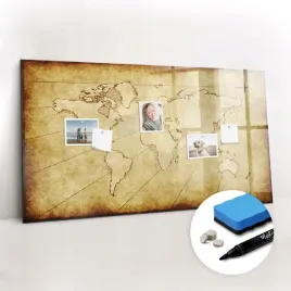 tablica-magnetyczna-do-biura-magnesy-gratisy-stara-mapa-swiata-120x60-cm