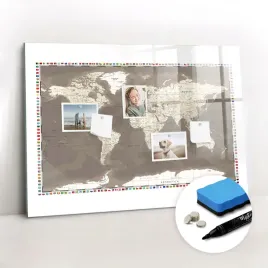 tablica-magnetyczna-do-domu-na-notatki-pisaki-magnesy-brazowa-mapa-swiata