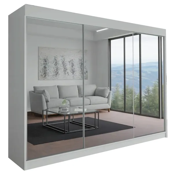 SZAFA MILAN - 3D 190 CM - BIAŁA ( 3x lustro ) - garderoba trzydrzwiowa