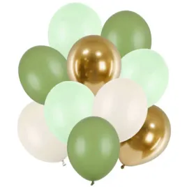 balony-pastel-metalik-mix-zielony-partydeco-12-10-szt