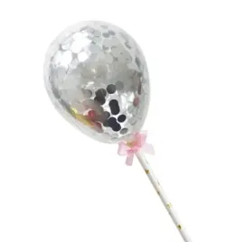 balon-z-confetti-na-tort-srebrny-topper