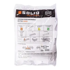Zdjęcie produktu System poziomowania płytek Klipsy 1,5mm 100szt SOLID