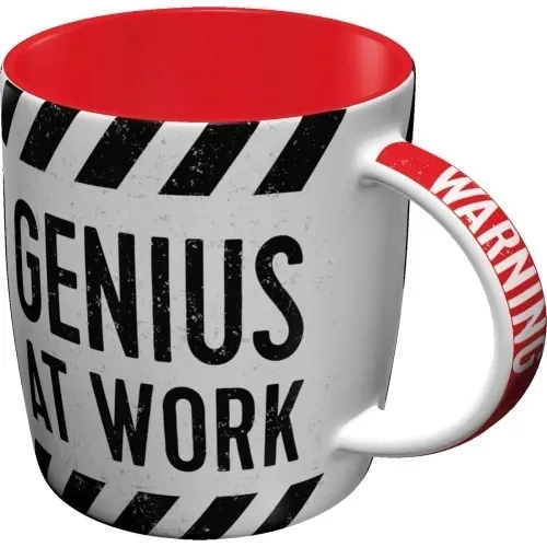 kubek-warning-genius-at-work-super-prezent-330ml-stan-nowy