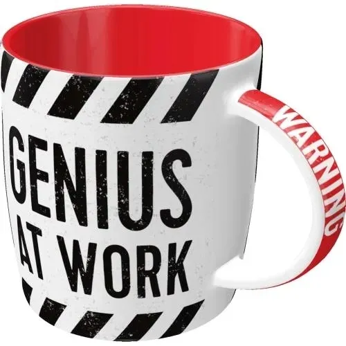 kubek-warning-genius-at-work-super-prezent-330ml-stan-nowy-linia-nostalgic-art