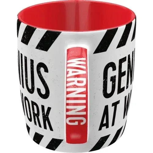 kubek-warning-genius-at-work-super-prezent-330ml-stan-nowy-marka-nostalgic-art