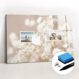 tablica-magnetyczna-szklana-gratisy-na-sciane-male-biale-kwiaty-60x40-cm