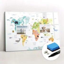 tablica-magnetyczna-szklana-gabka-gratisy-mapa-swiata-zwierzat-60x40-cm