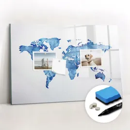 tablica-szklana-magnetyczna-gabka-gratisy-mapa-swiata-akwarele-60x40-cm