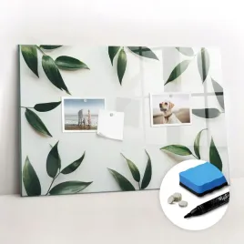 szklana-magnetyczna-tablica-do-domu-elegancka-gratis-ramka-z-lisci-60x40-cm