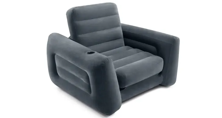 Fotel Materac Intex 66551 rozkładany dmuchany szary