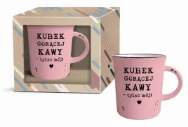 kubek-retro-rozowy-z-sentencja-goracej-kawy-tylko-moj