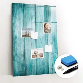 tablica-magnetyczna-szklana-elegancka-gratisy-niebieskie-drewno-60x90-cm
