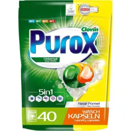 Zdjęcie produktu Purox Universal 5in1 Kapsułki do Prania Wszystkich Tkanin 40 Sztuk