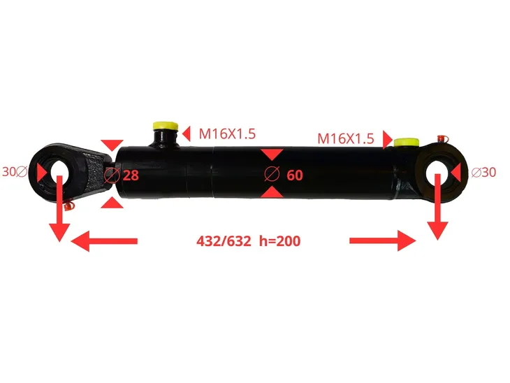Siłownik cylinder skok 200 mm PŁUG CHWYTAK KROKODYL bardzo mocny