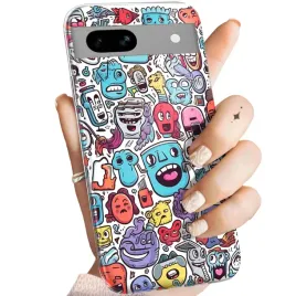 etui-do-google-pixel-8a-wzory-doodle-zwierzeta-potwory-rysunki-obudowa-case