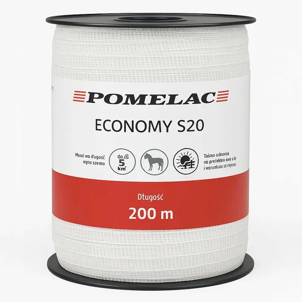 TAŚMA DO PASTUCHA DLA KONI 200M, 20MM szerokości - POMELAC MOCNA, DO 90KG!