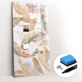 edukacyjna-tablica-magnetyczna-szklana-gratisy-wzor-pior-ptakow-60x120-cm