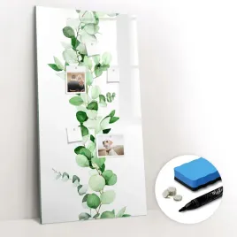 szklana-tablica-magnetyczna-nad-biurko-marker-ped-roslin-listki-60x120-cm